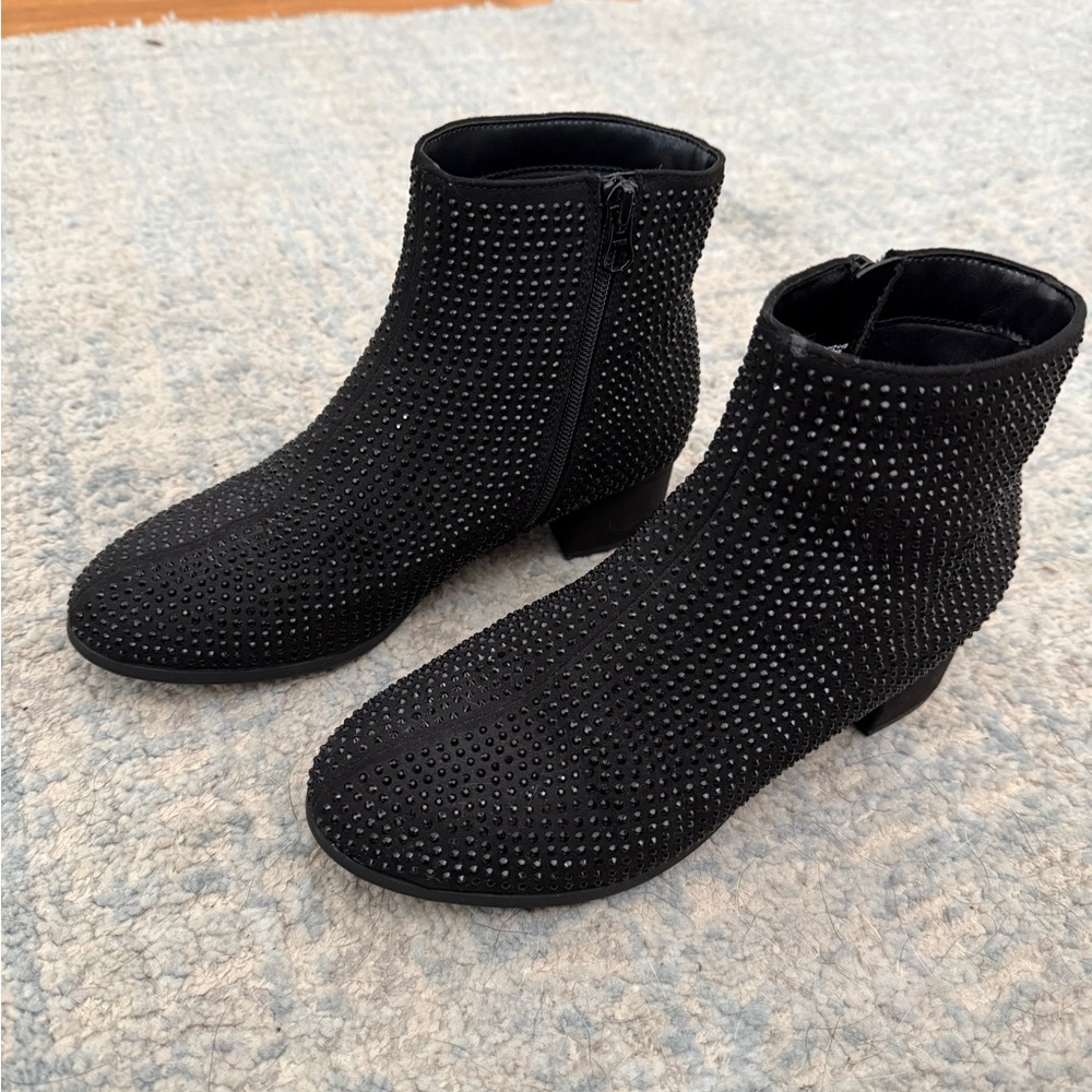 Art Class Black Rhinestone Ankle Booties